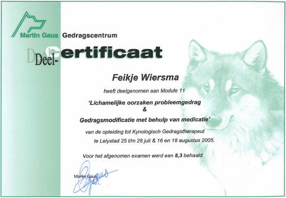 Kynologisch Gedragstherapeut module 11: lichamelijke oorzaken en gedragsmodificatie mbv medicatie