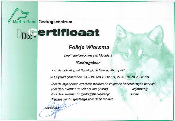 Kynologisch Gedragstherapeut module 3: gedragsleer